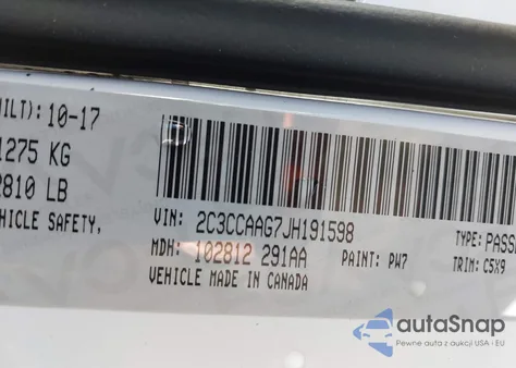2018 Chrysler 300 Touring z USA, uszkodzony, nr VIN 2C3CCAAG7JH191598